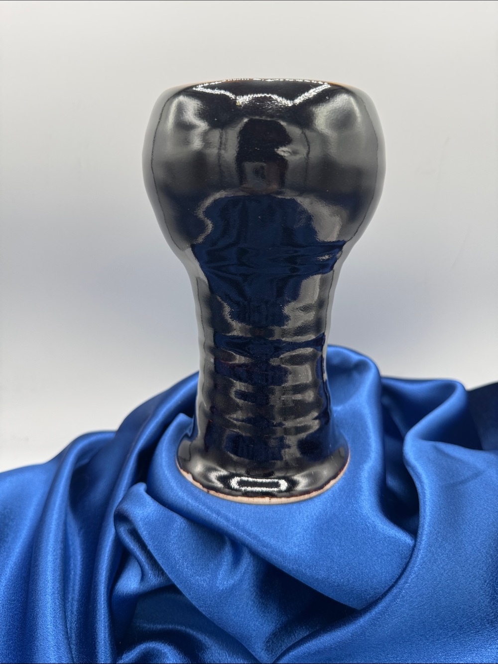 Handmade Heavy Dark Brown Glazed Ceramic Chalice by Blumenthal.